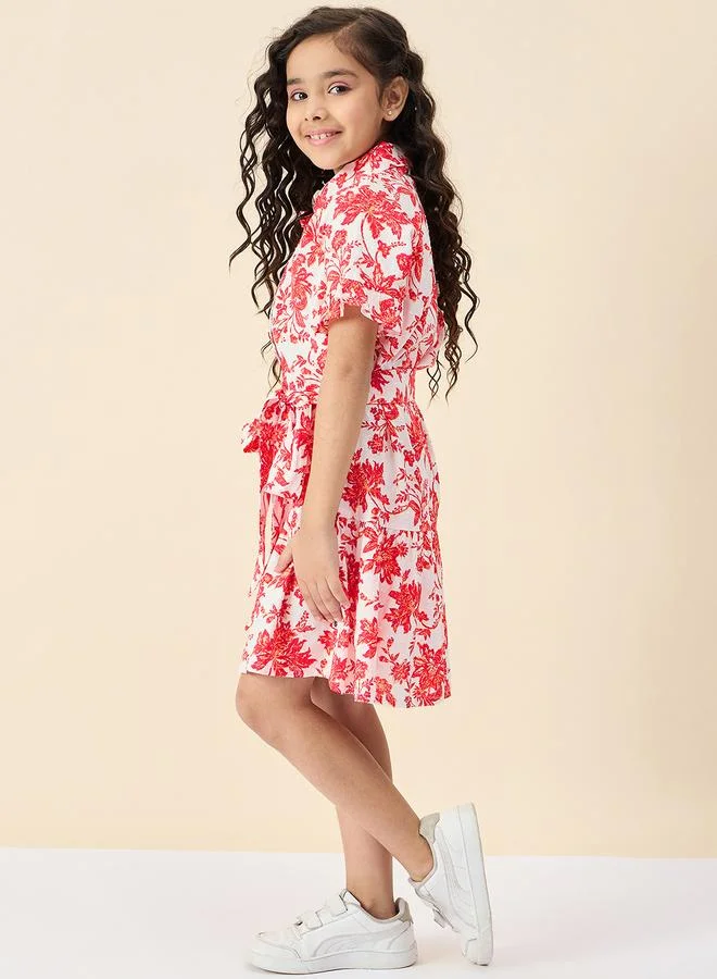 Stylo Bug Girls Red Floral A-Line Mini Dress
