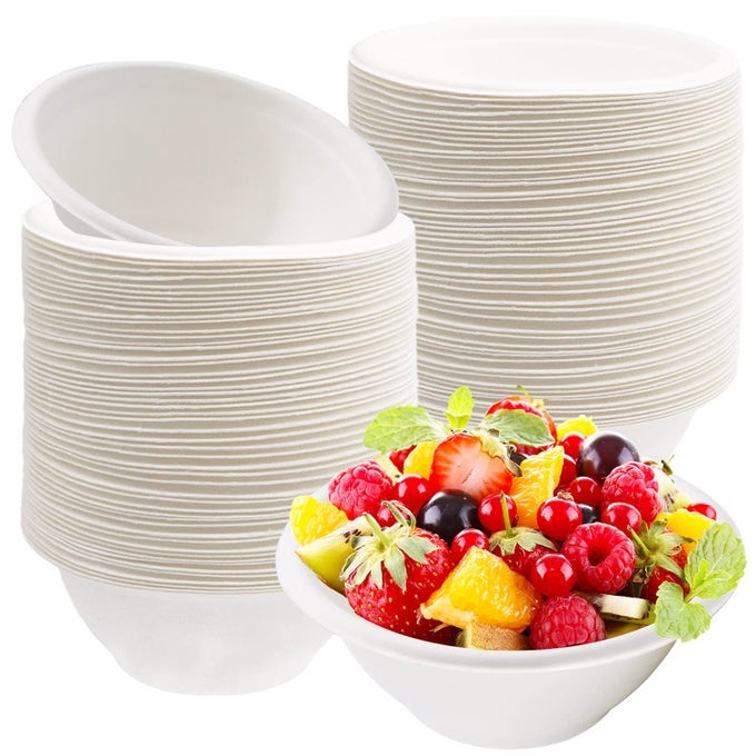 100 PACK 8 OZ DISPOSABLE PAPER BOWLSCOMPOSTABLE BAGASSE BOWLSSMALL BIODEGRADABLE HEAVYDUTY BOWLS FOR HOT AND COLD FOOD