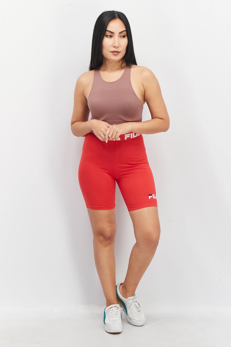 FILA Women Sportswear Fit Brand Logo Cycling Shorts, Red - Image 3