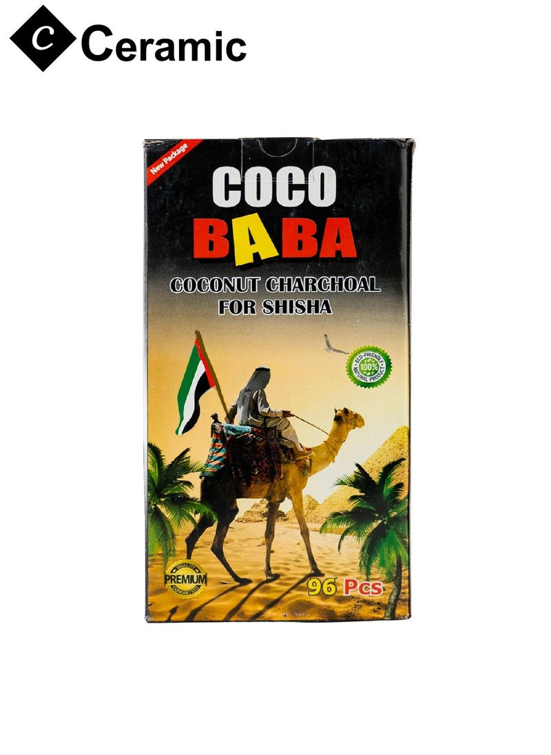 CERAMIC - Coco Baba Charcoal Quick Ignite and Long Lasting 96 Pieces 3 Boxes Combo Pack - Image 1