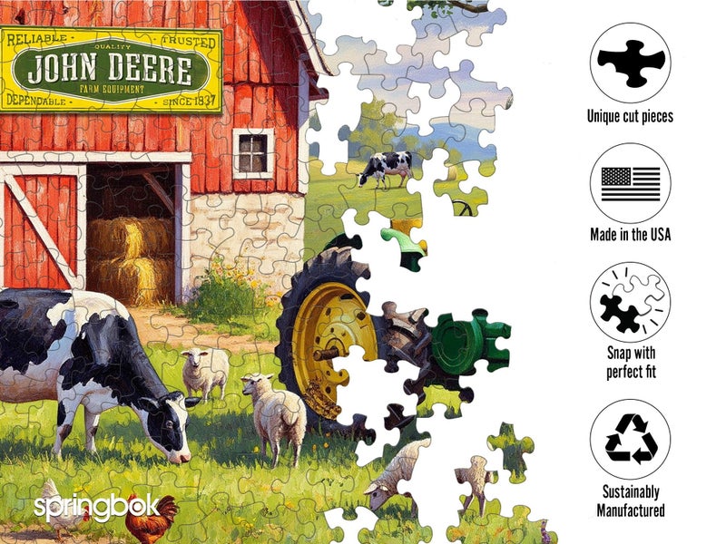 Springbok Country Morning 500 Piece Jigsaw Puzzle for Adults - Poster Now Included - John Deere Tractor - Unique Cut Pieces - Made in USA - Image 5