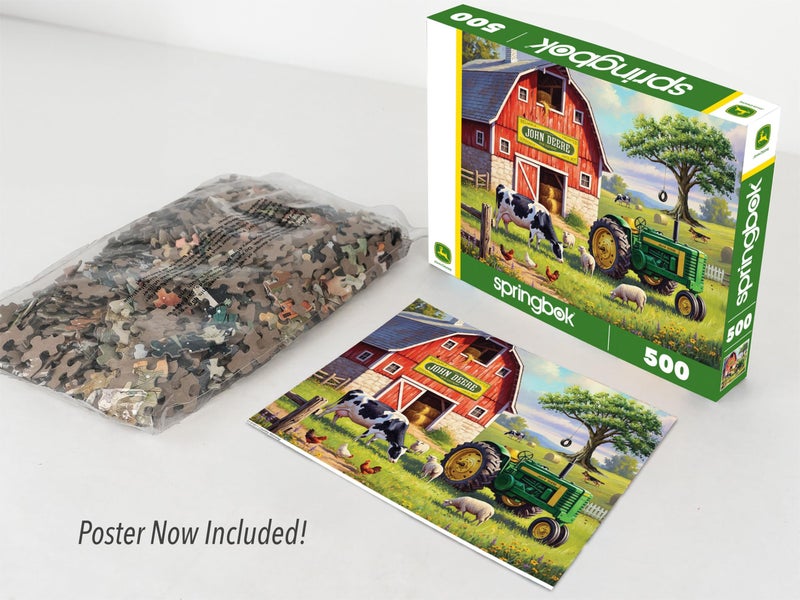 Springbok Country Morning 500 Piece Jigsaw Puzzle for Adults - Poster Now Included - John Deere Tractor - Unique Cut Pieces - Made in USA - Image 3