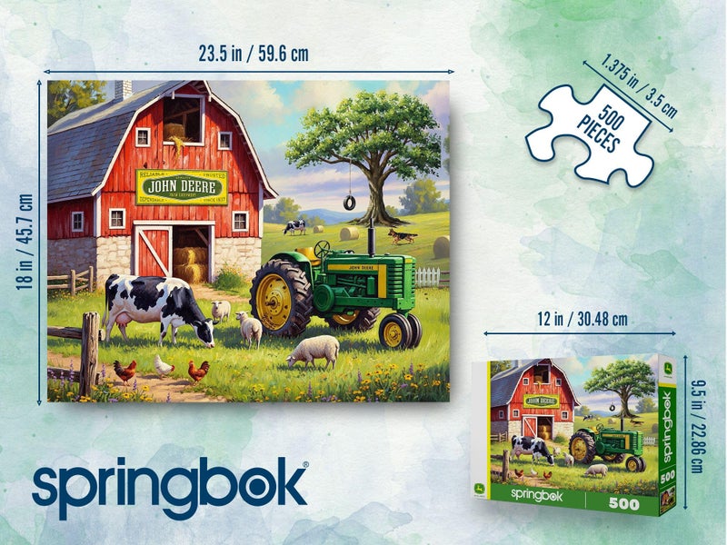 Springbok Country Morning 500 Piece Jigsaw Puzzle for Adults - Poster Now Included - John Deere Tractor - Unique Cut Pieces - Made in USA - Image 4