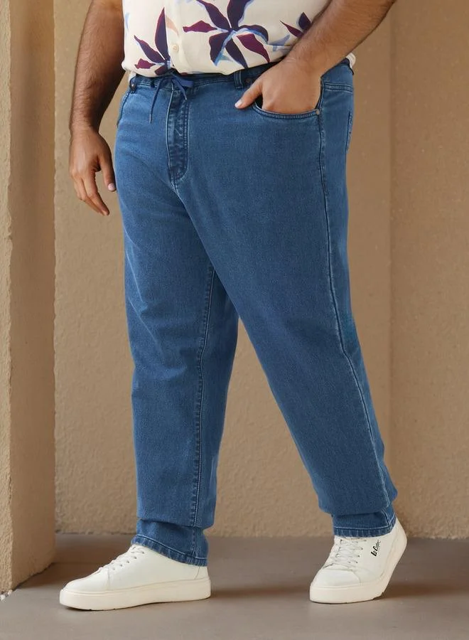 Plus Size Relaxed Fit Flexi Waist Jeans with Pockets