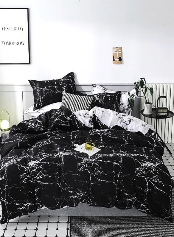 LUNA Home Queen Size Bedding Set 6 Pieces Without Filler, Marble Design. - Image 1