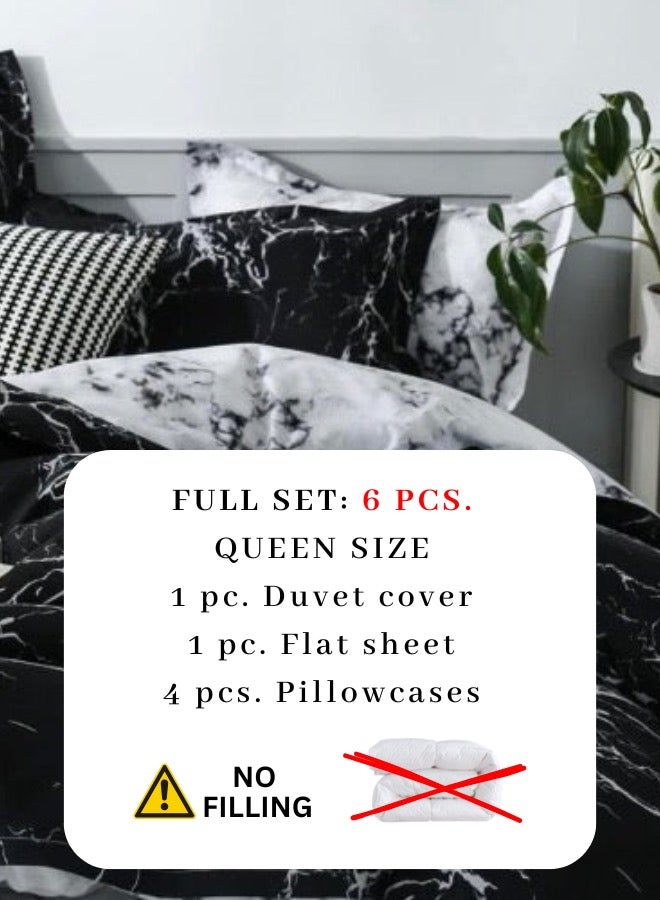 LUNA Home Queen Size Bedding Set 6 Pieces Without Filler, Marble Design. - Image 2