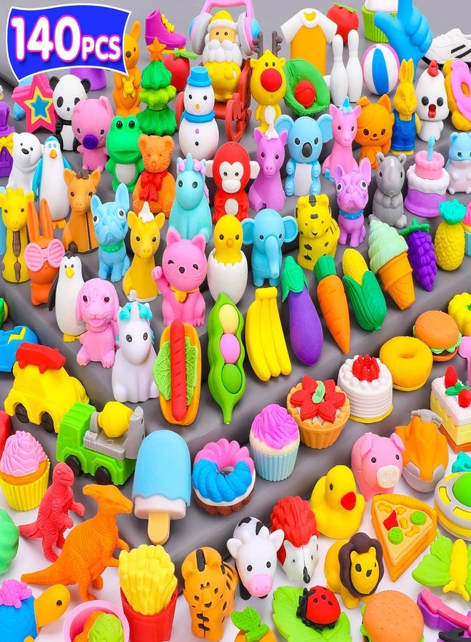 Palmatte 140PCS Mini Animal Erasers Bulk Kids Prizes Treasure Box Toys Classroom Rewards Teacher Must Haves Desk Pets Back to School Supplies Random Eraser Party Favors Kids Toys Gifts Pinata Stuffers - Image 1