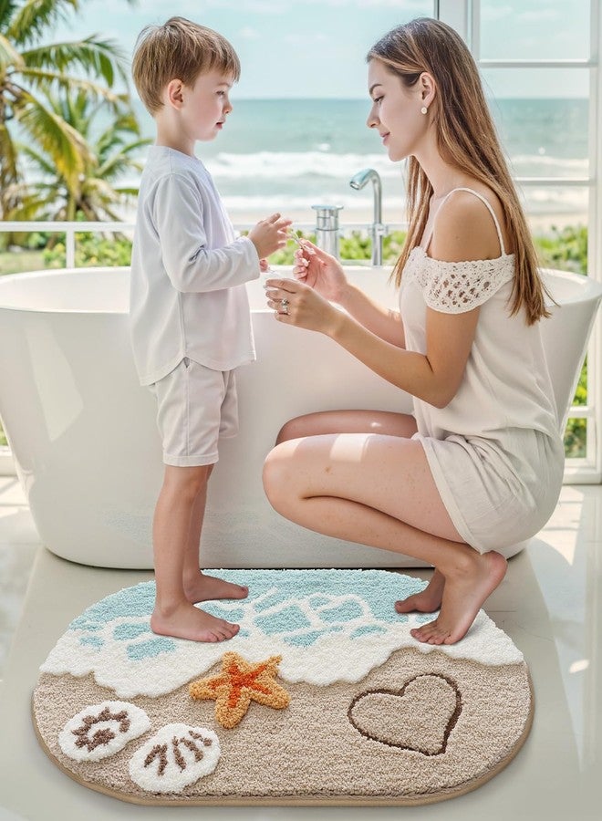 LUMI Beach Bathroom Rugs, Soft and Absorbent Beach Rug, Non-Slip Backing, Ideal for Bathroom, Kitchen and Entryway Decor, Sea Beach Starfish Shell Bath Decor, 22"x34" - Image 3