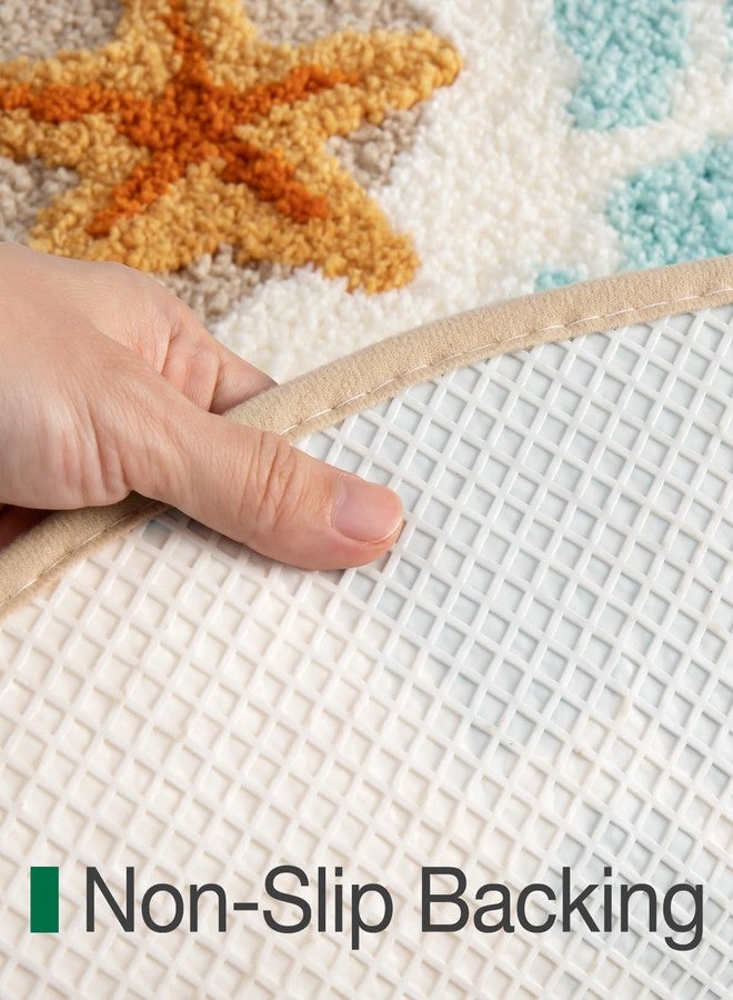 LUMI Beach Bathroom Rugs, Soft and Absorbent Beach Rug, Non-Slip Backing, Ideal for Bathroom, Kitchen and Entryway Decor, Sea Beach Starfish Shell Bath Decor, 22"x34" - Image 4