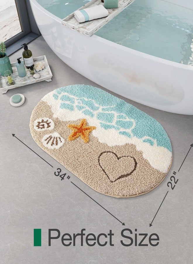 LUMI Beach Bathroom Rugs, Soft and Absorbent Beach Rug, Non-Slip Backing, Ideal for Bathroom, Kitchen and Entryway Decor, Sea Beach Starfish Shell Bath Decor, 22"x34" - Image 2