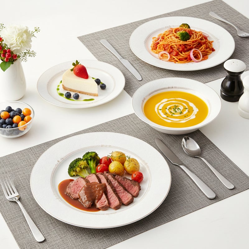 Shallow طقم عشاء شالو من كوزين آرت ISLA 32 قطعة من البورسلين الجديد لـ 6 أشخاص – أدوات مائدة بيضاء كلاسيكية مع قطع تقديم للاستخدام اليومي، برانش، محطة قهوة، رمضان، عيد، ديوالي والهدايا - Image 5