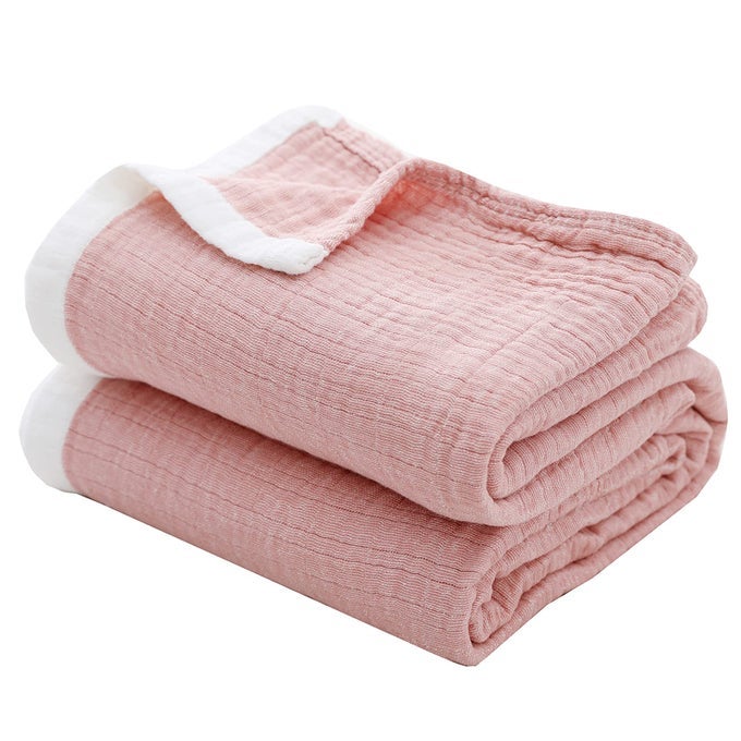 COTTON THROW BLANKETS 4LAYER MUSLIN BLANKET FOR COUCHBEDLIGHT COMFORTABLE BREATHABLE GAUZE BLANKET ALL SEASONMUSLIN BLANKET FOR ADULTS KING SIZE BLANKET90X102CORAL PINK