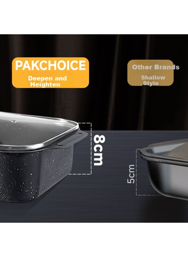 Pakchoice Grilled Fish Plate With Cover Rectangular Fish Special Pot For Induction Cooker Gas Stove Open Flame Household Carbon Steel Non-stick Grilling Plate - Image 1