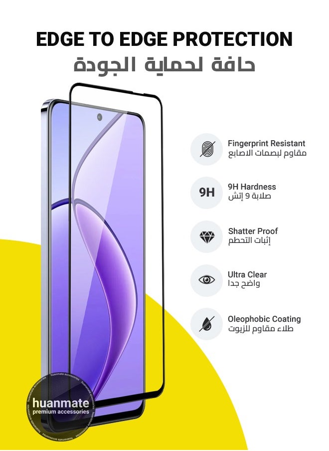 huanmate - Screen Protector For Realme 12 5G – Premium Edge to Edge Tempered Glass, High Transparency, Delicate Touch, Anti-Explosion, Smooth Arc Edges, Easy Installation - Image 1