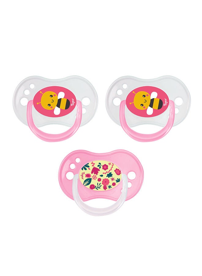 TIGEX 3 مصاصات سيليكون قابلة للعكس 06 أشهر للبنات ليلاً ونهارًا - Image 1