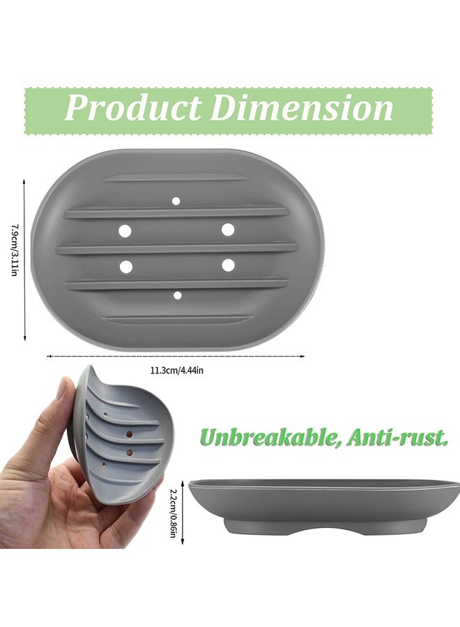 2 Pack Silicone Soap Dish Holder Flexible Soap Box Self Draining,Anti-Slip Soap Tray for Shower Bathroom Kitchen Countertop or Shelf, Easy to Clean,Grey and White - Image 2