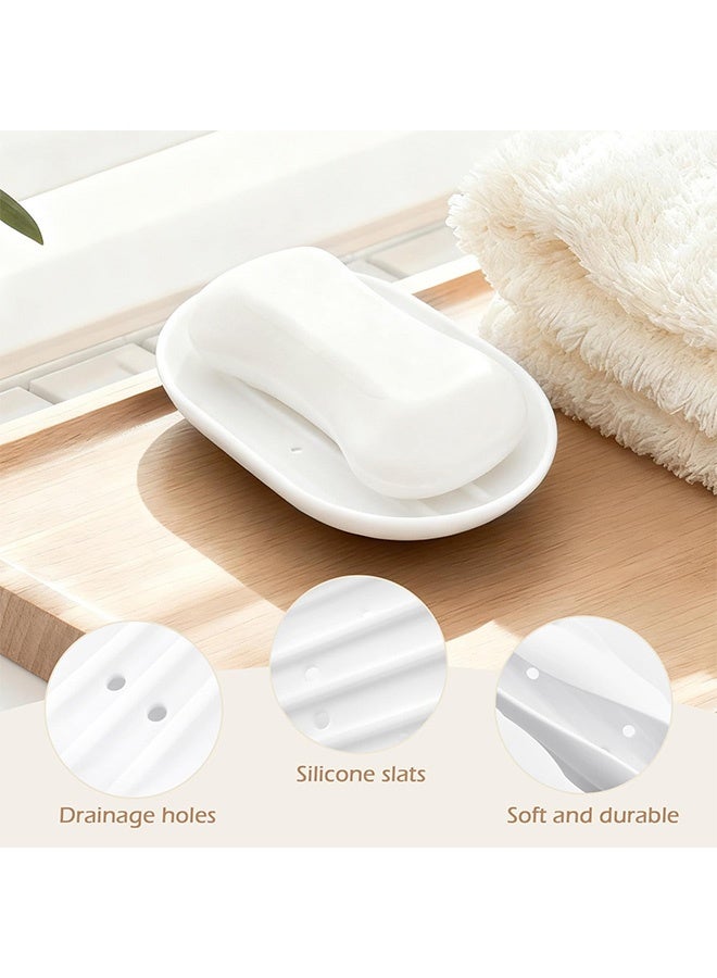 2 Pack Silicone Soap Dish Holder Flexible Soap Box Self Draining,Anti-Slip Soap Tray for Shower Bathroom Kitchen Countertop or Shelf, Easy to Clean,Grey and White - Image 4