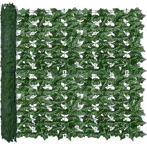 ODTORY شاشة خصوصية من اللبلاب الصناعي ODTORY، 40X120 بوصة، خلفية خضراء مزيفة مقاومة للأشعة فوق البنفسجية من أوراق اللبلاب، لوحات سياج للباحة، الشرفة، الحديقة، الفناء الداخلي والخارجي، ديكور الجدار الأخضر - Image 1