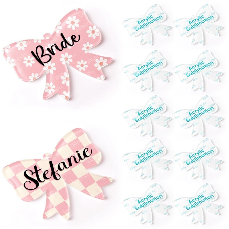 YOPPIX 10 Pcs Bows Sublimation Blanks, Jumbo Acrylic Sublimation Bows for Custom Keychains, Cheer Bows, Luggage Tag, Home Gift Crafts Supplies - Image 1