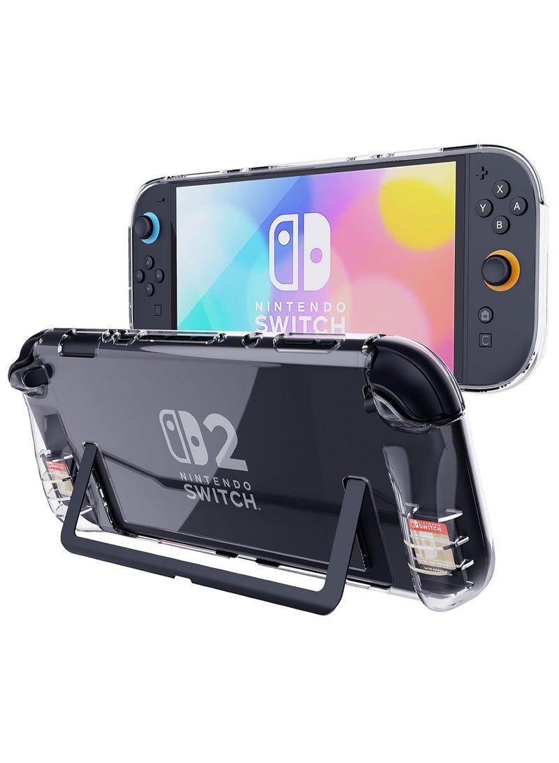 Clear Case for Nintendo Switch 2 2025 with Built-in 2 Game Card Slots,Soft TPU Cover Full-Body Protection Shock-Absorption Anti-Scratch Protective Case for Switch 2 Game Console Game Storage,Clear  - Image 1