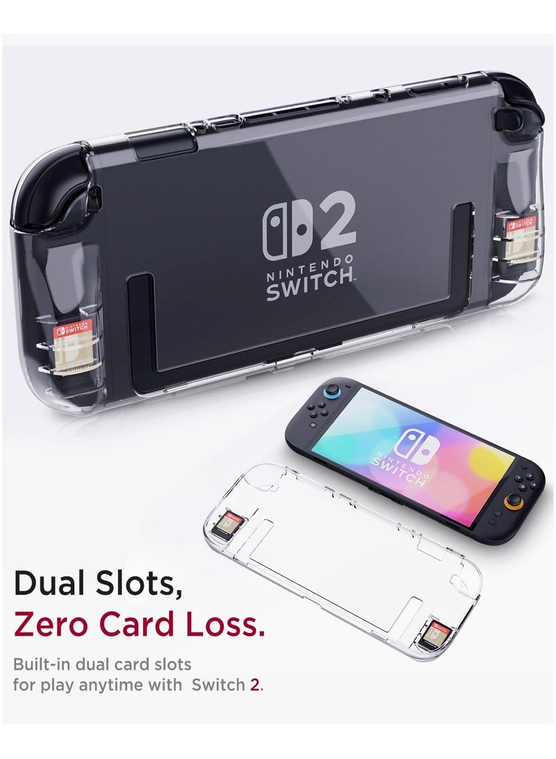 Clear Case for Nintendo Switch 2 2025 with Built-in 2 Game Card Slots,Soft TPU Cover Full-Body Protection Shock-Absorption Anti-Scratch Protective Case for Switch 2 Game Console Game Storage,Clear  - Image 3