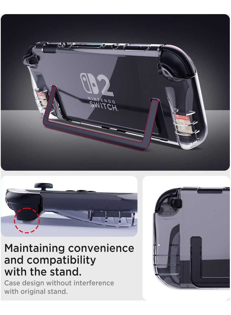 Clear Case for Nintendo Switch 2 2025 with Built-in 2 Game Card Slots,Soft TPU Cover Full-Body Protection Shock-Absorption Anti-Scratch Protective Case for Switch 2 Game Console Game Storage,Clear  - Image 5