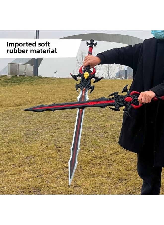 null - Dou Luo Mainland Surrounding Weapons Tang San Shura Magic Sword PU Soft Rubber Big Sword Children's Toy Sword Weapon Boy-Color:Shura Sword (100cm) + Leather Sheath - Image 1