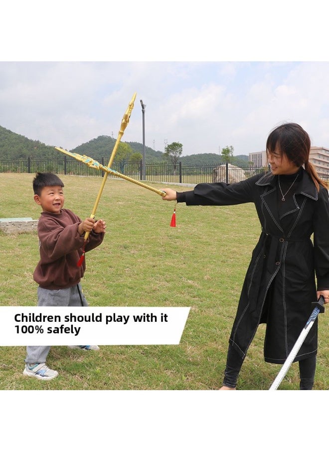 null - Dou Luo Mainland Surrounding Weapons Tang San Shura Magic Sword PU Soft Rubber Big Sword Children's Toy Sword Weapon Boy-Color:Shura Sword (100cm) + Leather Sheath - Image 1