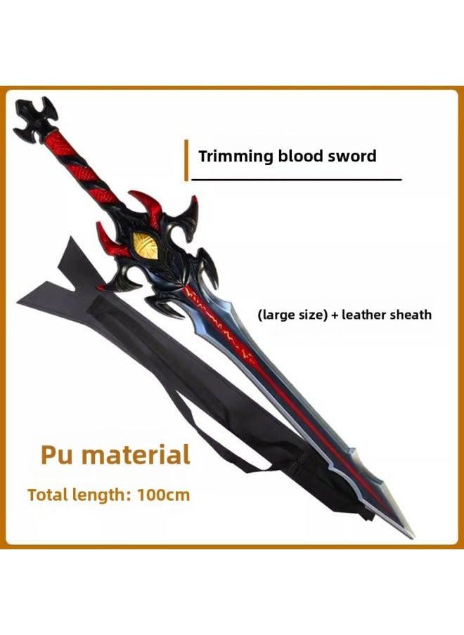 null - Dou Luo Mainland Surrounding Weapons Tang San Shura Magic Sword PU Soft Rubber Big Sword Children's Toy Sword Weapon Boy-Color:Shura Sword (100cm) + Leather Sheath - Image 1