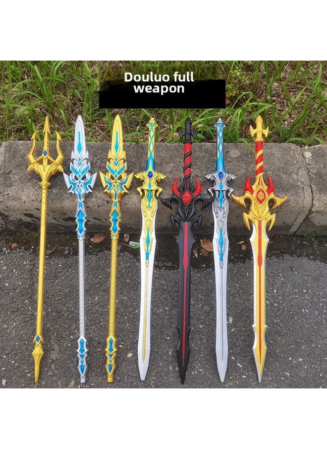 null - Dou Luo Mainland Surrounding Weapons Tang San Shura Magic Sword PU Soft Rubber Big Sword Children's Toy Sword Weapon Boy-Color:Shura Sword (100cm) + Leather Sheath - Image 1