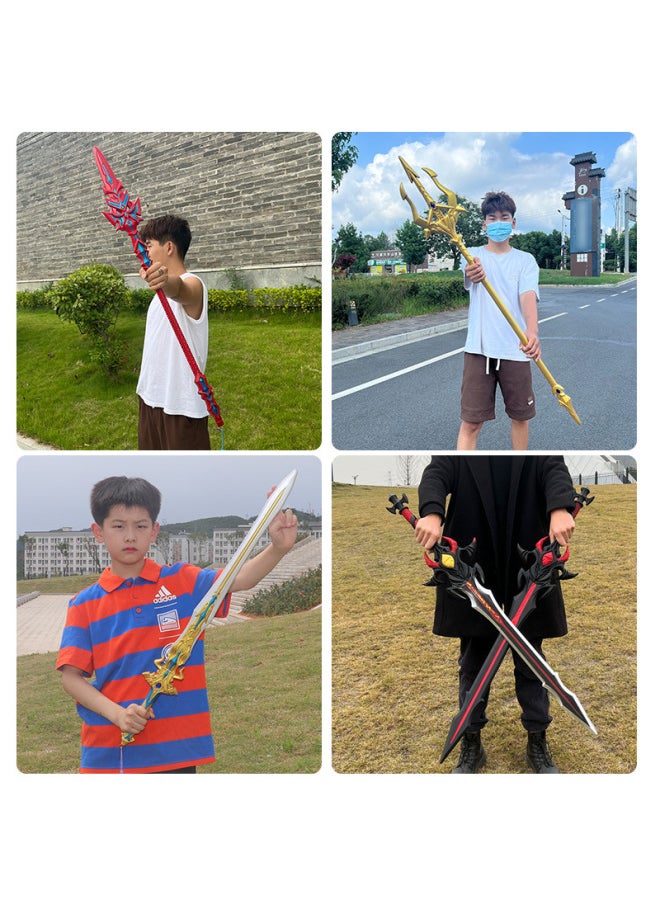 null - Dou Luo Mainland Surrounding Weapons Tang San Shura Magic Sword PU Soft Rubber Big Sword Children's Toy Sword Weapon Boy-Color:Shura Sword (100cm) + Leather Sheath - Image 1