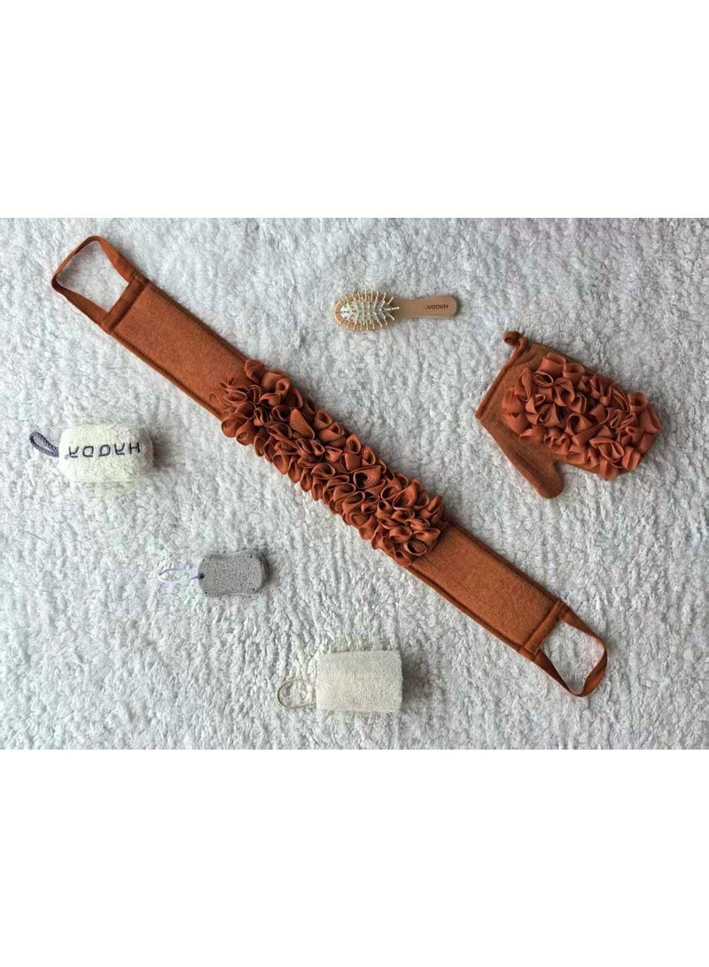 هودا مجموعة هدايا استحمام من ٦ قطع · صندوق هدايا خشبي قابل لإعادة الاستخدام | تحتوي على فرشة للظهر وقفاز تقشير وحجر خفاف ومشط ولوفة طبيعية وإسفنجة رغوية | مثالية للهدايا في الأعياد (عيد الفطر/رمضان) | صندوق حمام خشبي، مجموعة تنظيف الظهر، مجموعة استحمام بلوفة طبيعية، أفكار هدايا لعيد الفطر المبارك - Image 3