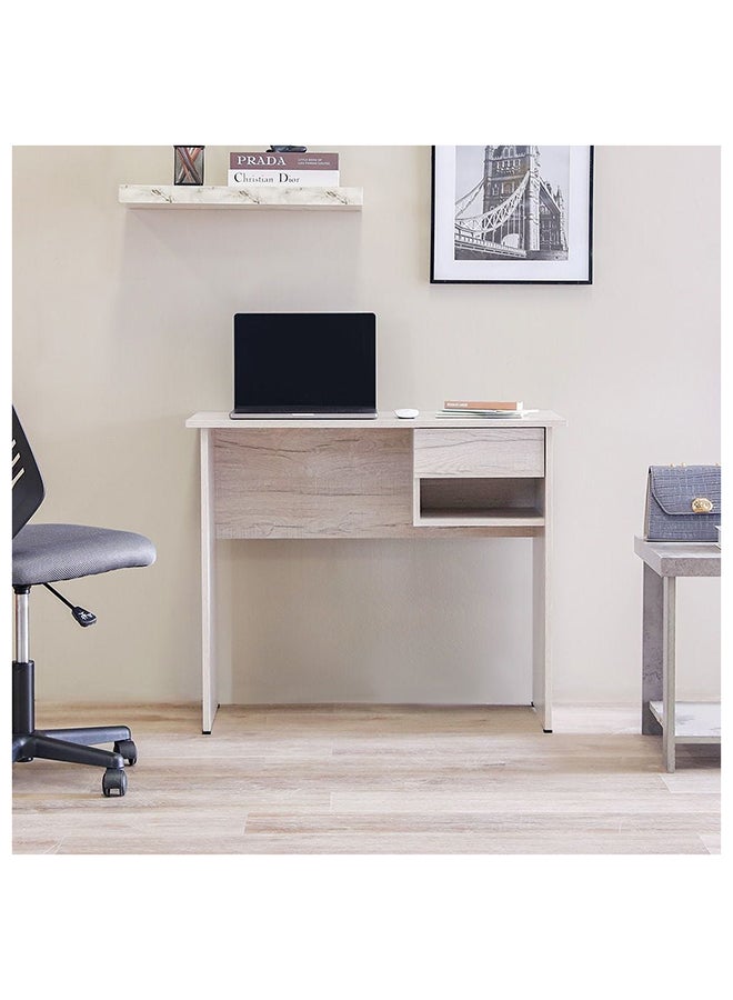 DANUBE HOME طاولة كمبيوتر Maura مكتب مكتب محطة عمل حديثة للكمبيوتر المحمول طاولة ألعاب خشبية طاولة دراسة للمنزل والمكتب L 90 × العرض 45 × الارتفاع 75 سم بلوط أبيض  - Image 1