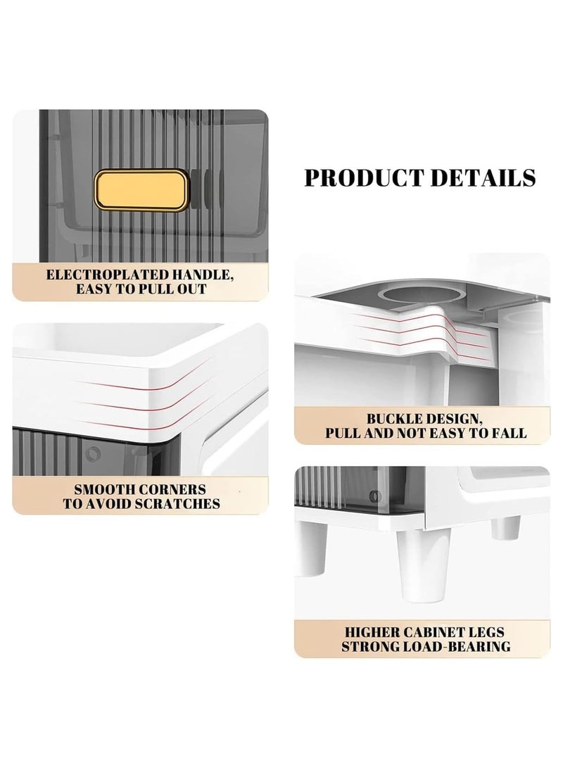 رات سو صناديق تخزين بلاستيكية خزانة تخزين ضيقة 5 -طبقة خزانات تخزين رأسية مع الأدراج تصميم مقصورة ضيقة ضد الماء منظم متعدد الوظائف لغرفة النوم حمام المطبخ -رمادي شفاف - Image 3