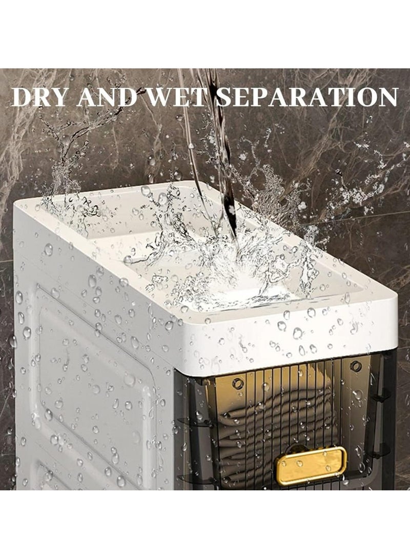 رات سو صناديق تخزين بلاستيكية خزانة تخزين ضيقة 5 -طبقة خزانات تخزين رأسية مع الأدراج تصميم مقصورة ضيقة ضد الماء منظم متعدد الوظائف لغرفة النوم حمام المطبخ -رمادي شفاف - Image 4