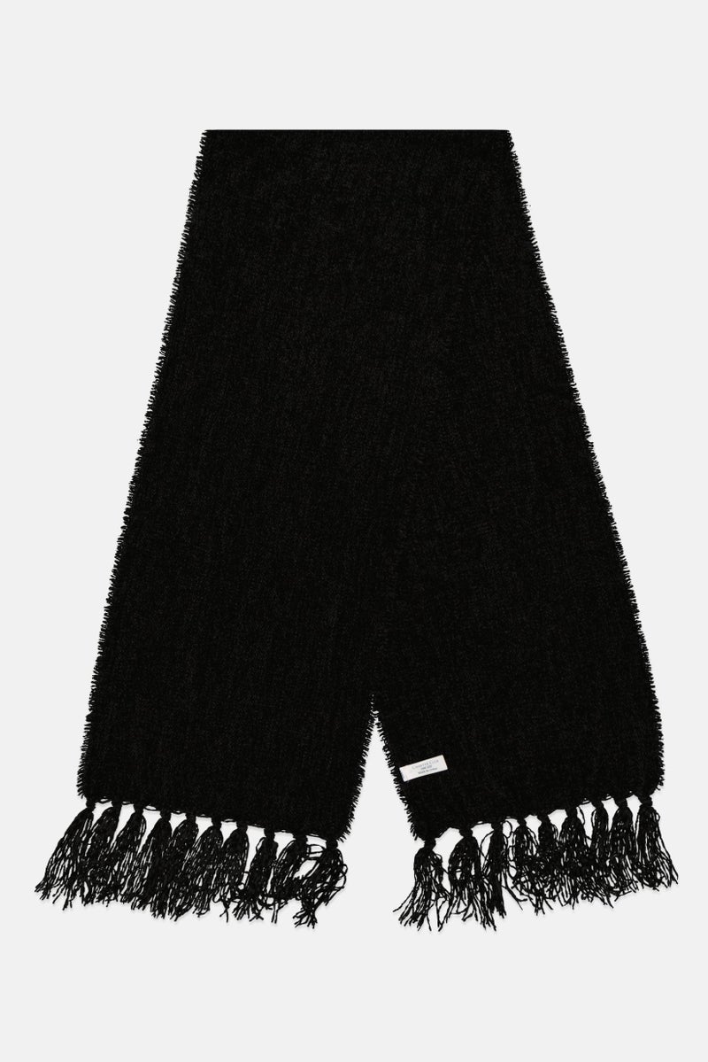 Charter Club Women Solid Chenille Muffler Scarf 180 L x 35 W cm, Black - Image 2