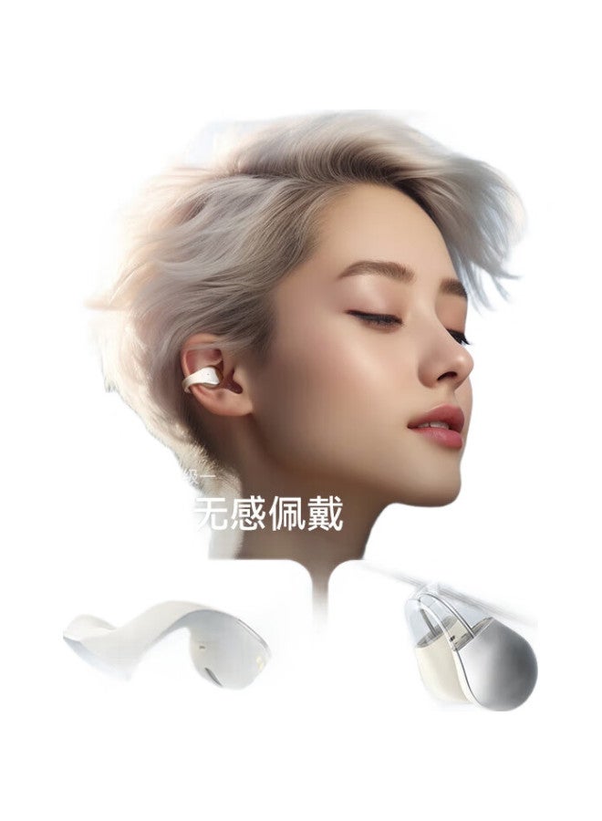 Sansui Tw90 Bluetooth Headphones, Comfortable For Long Wear, Open-Ear Bone Conduction Concept, Wireless Ear Clip-On, Suitable For Huawei, Xiaomi, Apple, White - Image 3