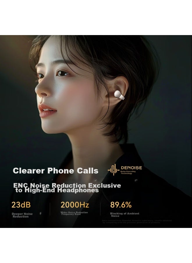 سانسوي Sansui Tw90 سماعات بلوتوث، مريحة للارتداء الطويل، مفهوم التوصيل العظمي المفتوح للأذن، لاسلكية مثبتة على الأذن، مناسبة لـ Huawei و Xiaomi و Apple، اللون الأبيض - Image 5