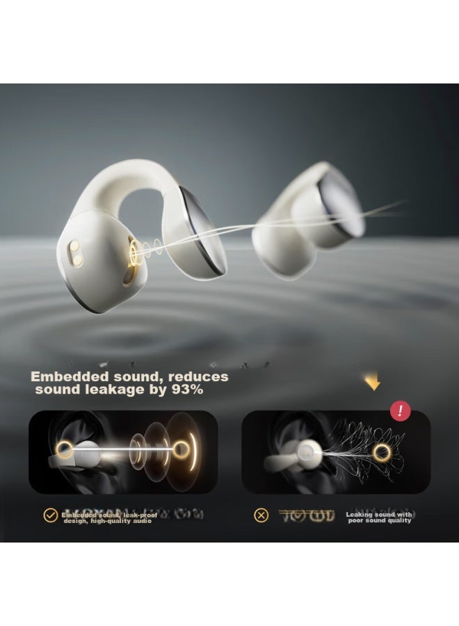 سانسوي Sansui Tw90 سماعات بلوتوث، مريحة للارتداء الطويل، مفهوم التوصيل العظمي المفتوح للأذن، لاسلكية مثبتة على الأذن، مناسبة لـ Huawei و Xiaomi و Apple، اللون الأبيض - Image 2
