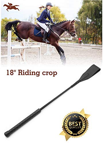 Riding Crop 18" for Horses, Equestrian Riding Crop for Horses, Double Slapper Horse Crop, Black English Riding Crop, Genuine Leather Horse Crop (Black) - Image 4