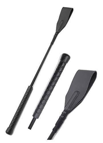 Riding Crop 18" for Horses, Equestrian Riding Crop for Horses, Double Slapper Horse Crop, Black English Riding Crop, Genuine Leather Horse Crop (Black) - Image 1