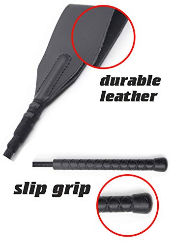 Riding Crop 18" for Horses, Equestrian Riding Crop for Horses, Double Slapper Horse Crop, Black English Riding Crop, Genuine Leather Horse Crop (Black) - Image 2