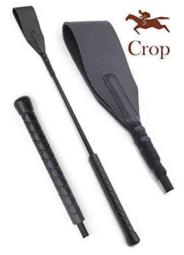 Riding Crop 18" for Horses, Equestrian Riding Crop for Horses, Double Slapper Horse Crop, Black English Riding Crop, Genuine Leather Horse Crop (Black) - Image 3