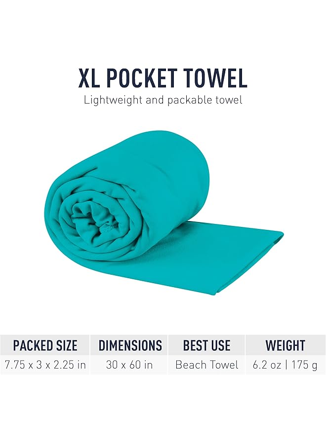 SEA TO SUMMIT Portable Pocket Towel for Camping Gym and Travel X Large (30 x 60 inches) Baltic Blue - Image 3