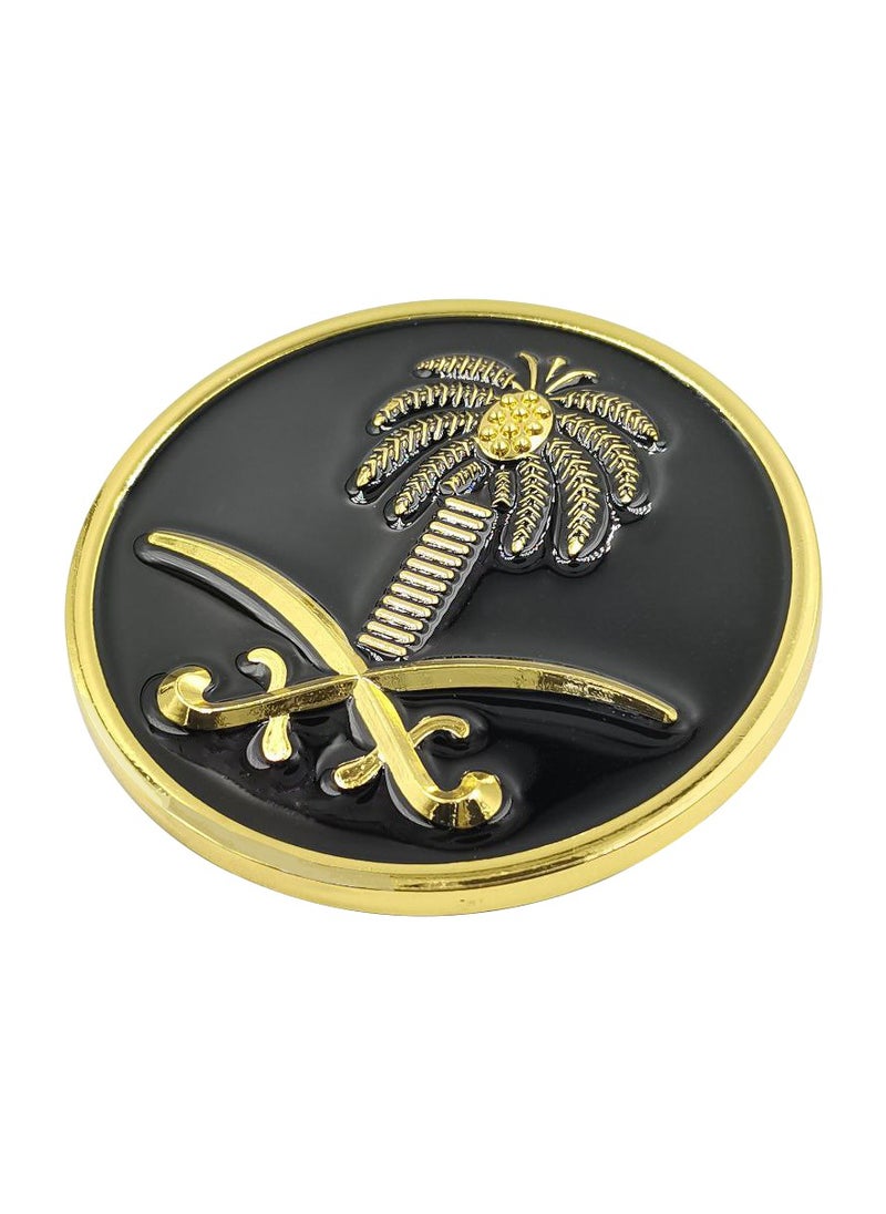 ماركة غير محددة - المملكة العربية السعودية شعار وطني سيارة شواء شعار معدني 1 قطعة - Image 1