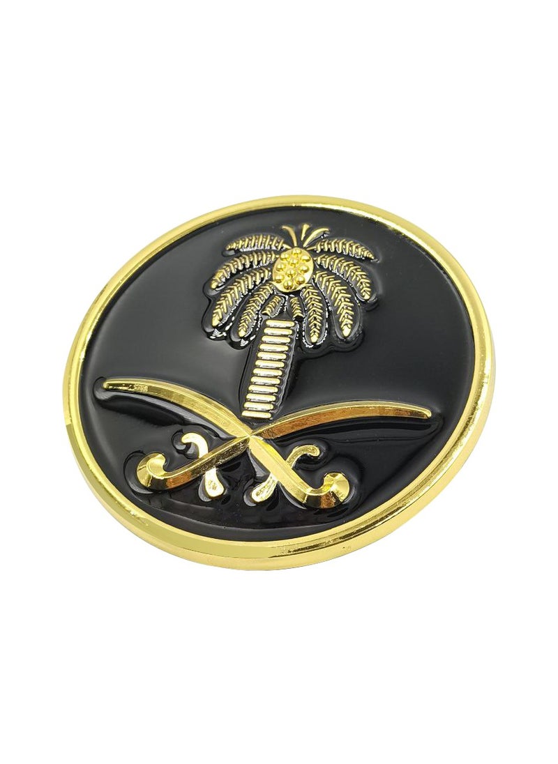 ماركة غير محددة - المملكة العربية السعودية شعار وطني سيارة شواء شعار معدني 1 قطعة - Image 1