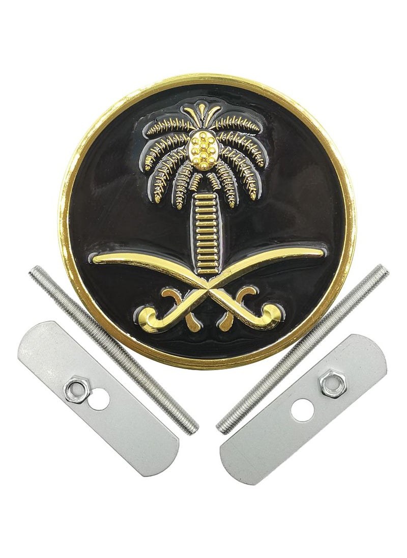 ماركة غير محددة - المملكة العربية السعودية شعار وطني سيارة شواء شعار معدني 1 قطعة - Image 1