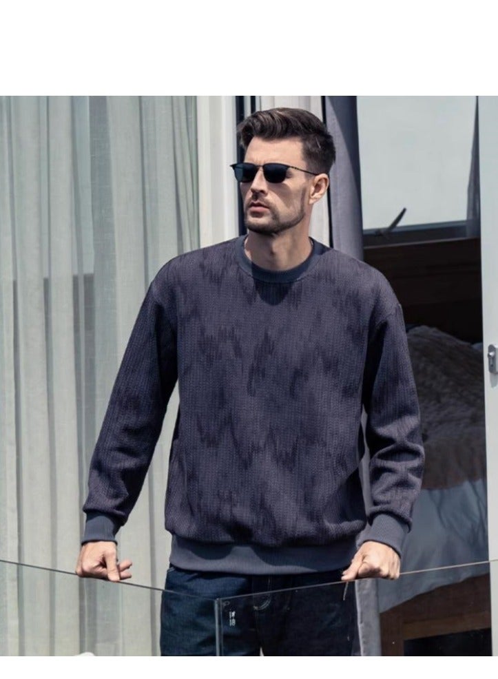 Men's Wheat Grain Round Neck Sweatshirt Tie Dye Knit Base Sweater  - Image 1