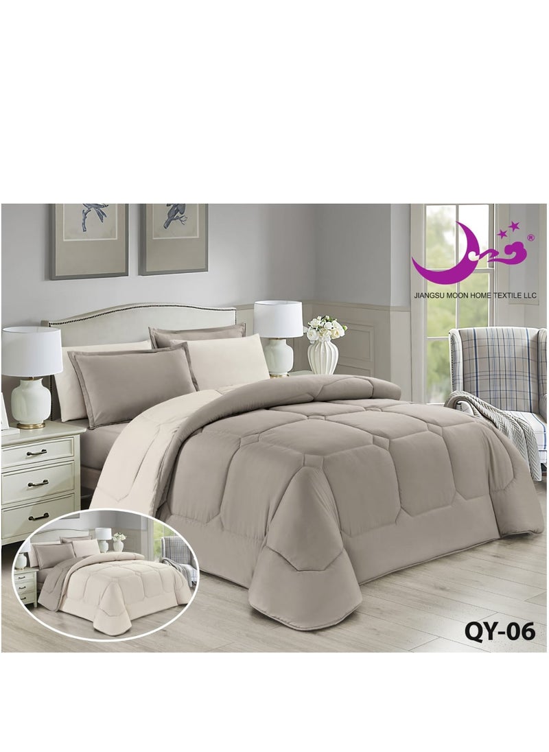 Moon Summer Comforter Set for Double Bed – 6 Pieces – Soft Microfiber Bedspread – Size 230×250 cm – Medium Filling 