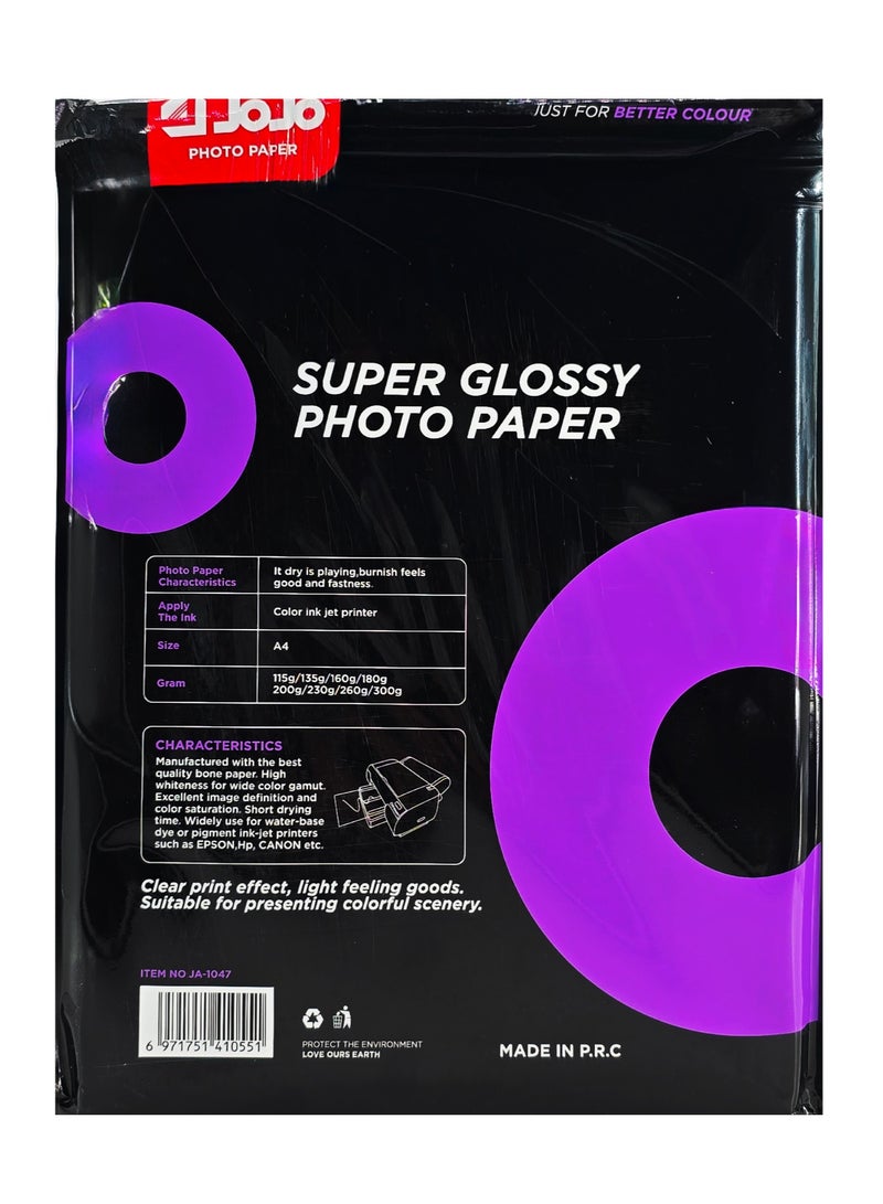 JOJO Super Glossy Water Proof Photo Paper, Suitable for Presenting Colorful Scenery, A4 Size with 20 Sheets, 260g/m² - Image 2